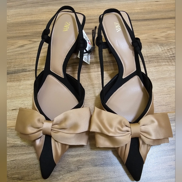 Zara Shoes - Zara, BOW TRIM SLINGBACKS, US 7.5